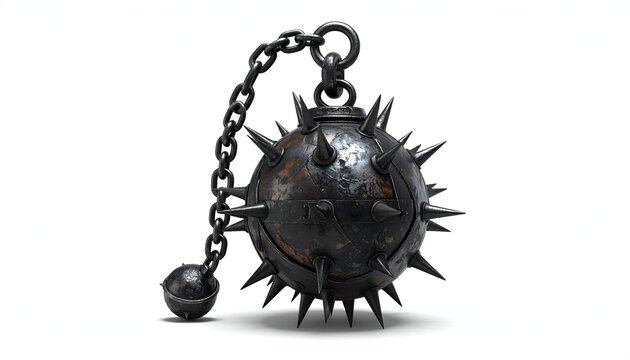 Spiked Flail Weapon - A Medieval Ball and Chain Design.