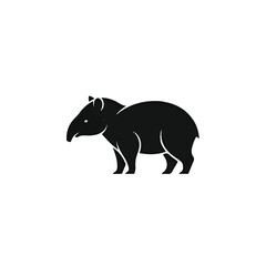 Obraz premium Black silhouette of a tapir animal.