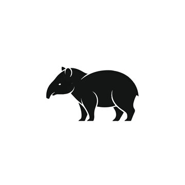 Black silhouette of a tapir animal.