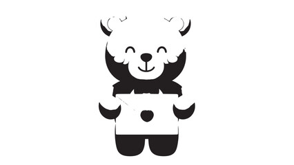 Obraz premium Cute Cartoon Panda Bear Standing with Playful Expression.