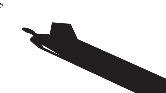 Silhouette of a Submarine Moving Through Deep Ocean Waters.