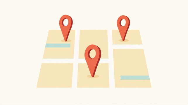 地図上の複数の赤いピン
