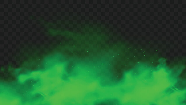 Abstract green smoke wave on transparent background