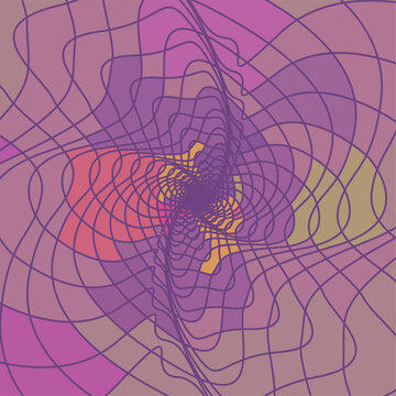 Intricate fractal wave grid tunnel with flowing purple lines and soft gradients creating surreal depth and hypnotic geometric motion.