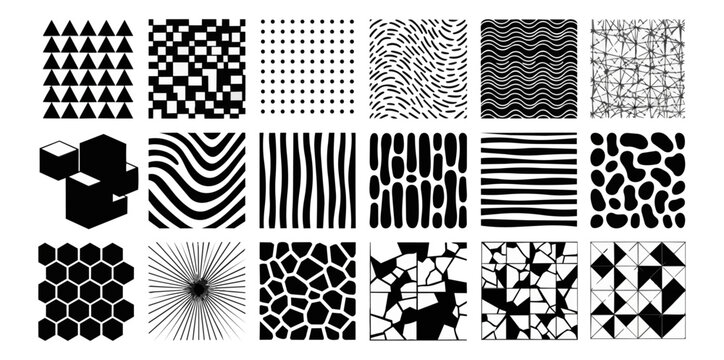 Abstract geometric patterns in black and white