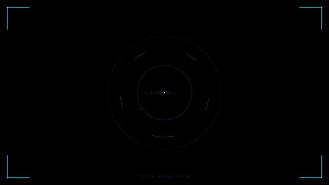 Futuristic Military HUD Corner Brackets Crosshair Target Lock Tactical Overlay Animation 4K