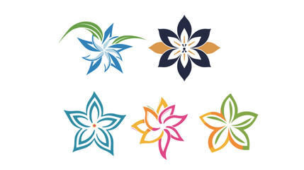 Fototapeta premium Star flower logo vector icon minimalist floral emblem geometric blossom symbol modern branding design clean flat style