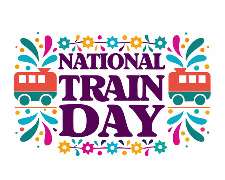 National Train Day Vector Art, Modern Railway Engine Illustration Isolated on White Background