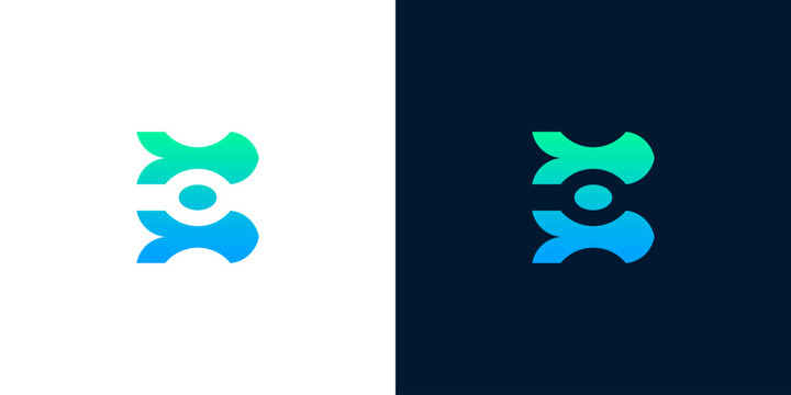 Modern Abstract Letter B or E Logo Design with Smooth Blue and Green Gradient for Dynamic Technology and Business Branding Identity