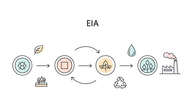 EIA Environmental Impact Assessment Concept: A visual representation of the EIA (Environmental Impact Assessment) concept, showcasing the process of evaluating environmental effects of a project.