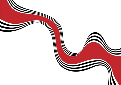 Abstract vector background with dynamic red wave and contrasting black lines. Eps 10