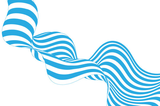 Abstract vector background with blue and white wavy stripes and twisted ribbon effect. Eps 10