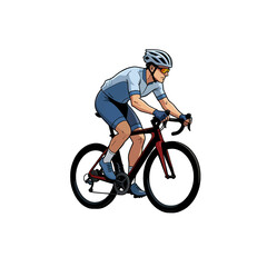 Fototapeta premium Cyclist Riding Road Bike Vector Illustration, Isolated Transparent Background for Web Design and Sports Graphics