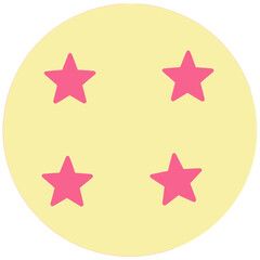Obraz premium Four Pink Stars Arranged in a Circle on Pale Yellow Background, Isolated Vector Illustration for Rating or Review Concept
