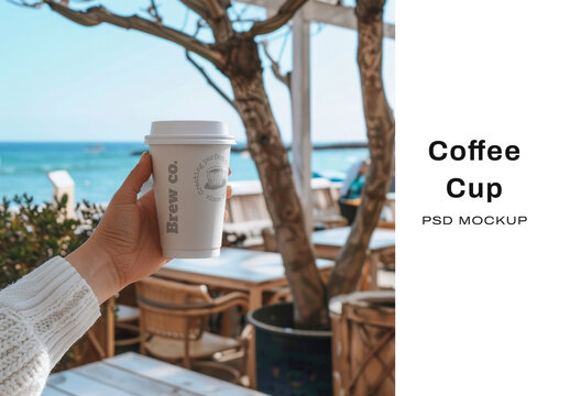 Coffee Cup Mockup By Sea PSD