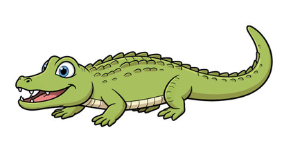 Fototapeta premium Friendly Cartoon Alligator Vector Illustration, Isolated Transparent Background for Kids Education or Wildlife Design Projects