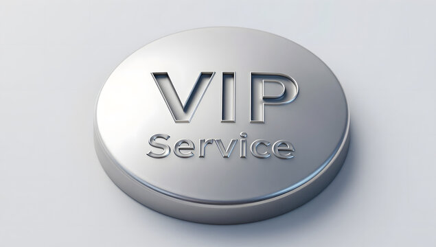 VIP Service Emblem: A gleaming silver emblem, bearing the embossed words VIP Service, represents the epitome of premium and exclusive assistance.