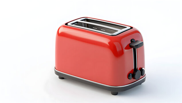 Red Toaster : A shiny red toaster isolated, presenting its sleek design, ready to add a splash of color and functionality to any kitchen.