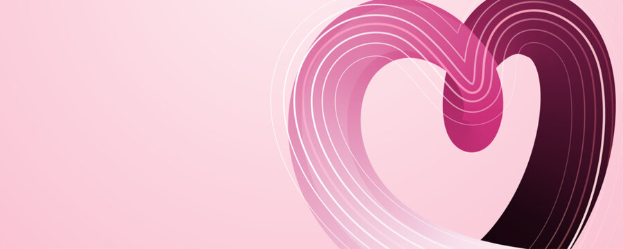 Abstract Pink Heart Shape with Fluid Gradient Ribbon Lines