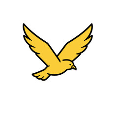 Fototapeta premium Yellow Eagle Flying Vector Icon, Isolated Transparent Background Symbol for Freedom and Strength in Business or Sports Design