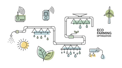 Fototapeta premium Eco Farming Optimization: An illustrated diagram showcases the optimization of eco-farming.