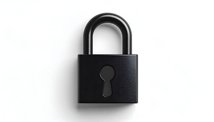 Fototapeta premium A sleek, black padlock sits prominently against a stark white background, symbolizing security, protection, and the concept of locking something away.