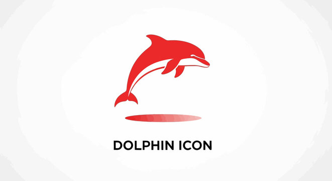 Red Dolphin Icon - A Vibrant and Playful Marine Mammal Graphic.