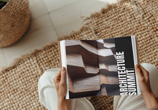 Modern Architecture Magazine Mockup In Hands PSD