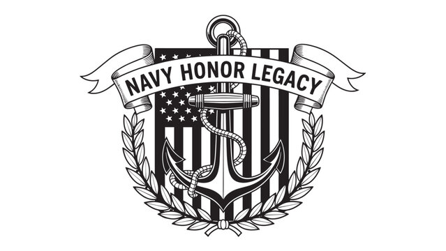 Navy Honor Legacy Emblem Featuring Shield and Laurel Wreath Design.