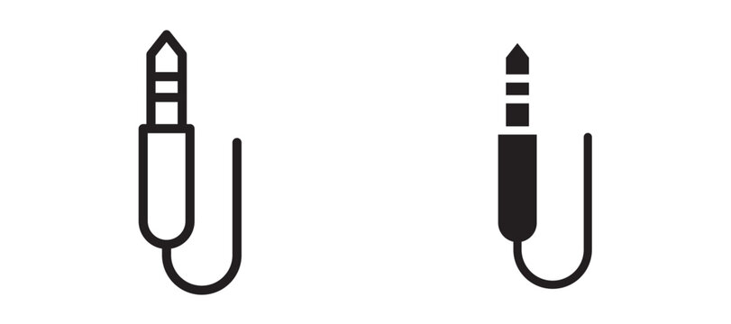 Audio jack icon In Flat and stroke Style Vector For App, UI, Websites. Black Vector Illustration.