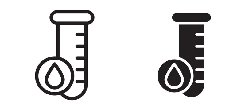 Blood test icon In Flat and stroke Style Vector For App, UI, Websites. Black Vector Illustration.