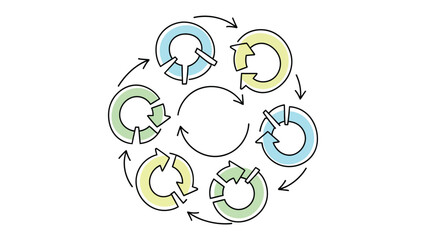 Obraz premium Circular Flow Diagram: An intricate diagram of interconnected circular loops illustrates the continuous movement, cyclical processes and illustrates a central concept.