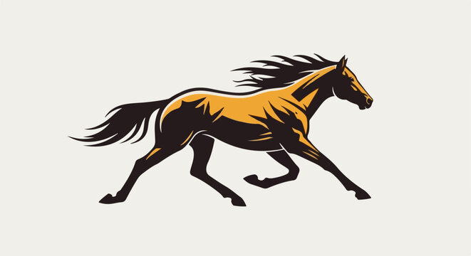 Dynamic illustration of a galloping horse in two-tone colors