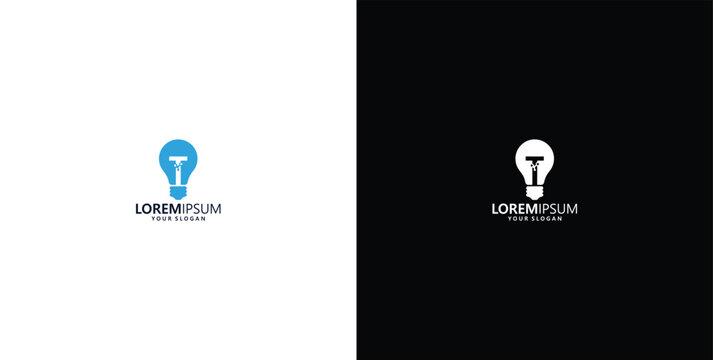 smart bulb technology logo design, bulb logo design initial T creative bulb logo ideas