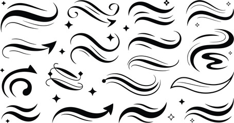Fototapeta premium Elegant Black Swirls, Flourishes, and Arrows on White Background