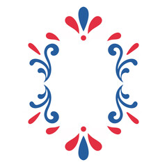Fototapeta premium Decorative Red and Blue Folk Art Floral Frame