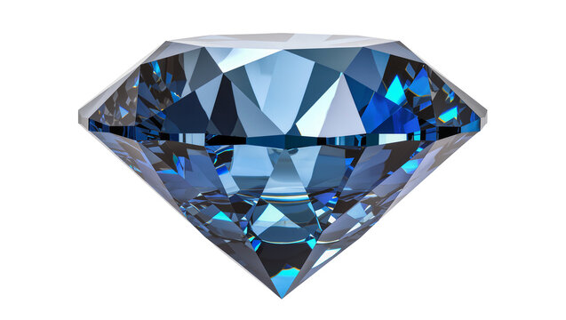Brilliant faceted sapphire gemstone with intense blue color