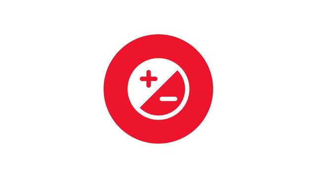 Red Plus and Minus Adjustment Icon Circle Symbol Background Animation