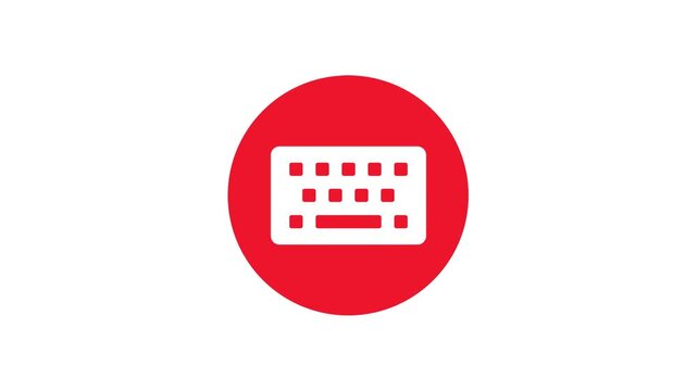 Red Keyboard Icon Animation Loop for Digital Technology Background