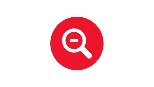 Red Zoom Out Magnifying Glass Icon Animation Background Loop