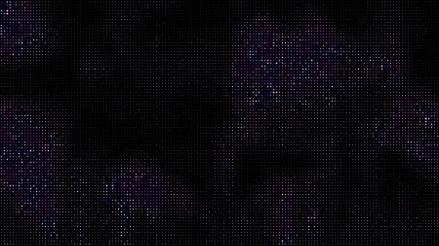 Vibrant pulsating purple and pink halftone dots, abstract digital pattern against a dark background, ideal for technology and data visualizations
