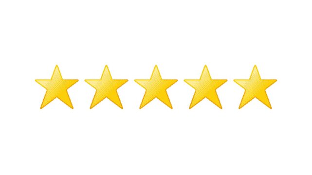 Star rating animation with stepped fill progression. Includes multiple background colors. Pixel art style interface element for scoring and feedback systems.