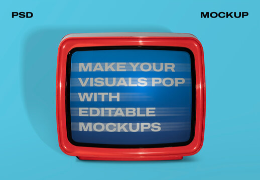 Retro Television Mockup Template PSD