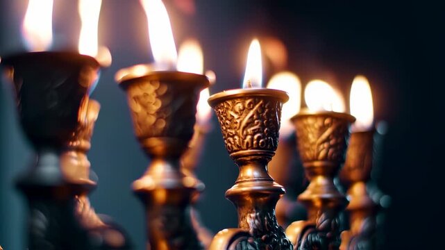 Ornate candlesticks with burning flames