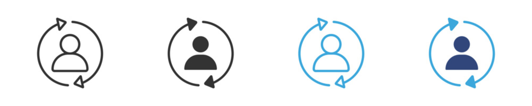 User update icons set, Account refresh symbols, Profile sync icons, User cycle vector icons, Account management symbols