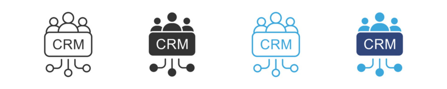CRM system icons set, Customer management symbols, Client database icons, Business CRM vector icons, Customer relationship symbols
