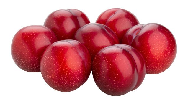 Ripe dark red plums arranged in a circular pattern