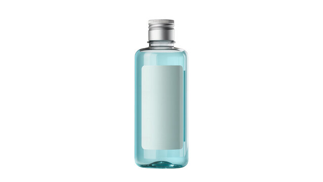 Clear plastic bottle with silver metal screw cap