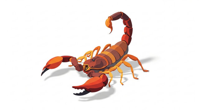 Scorpion predator with sting tail isolated on white
