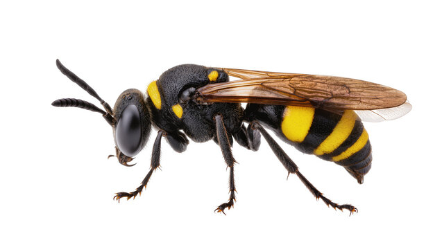 Yellow striped Carpenter Bee with Dark Body and Wings